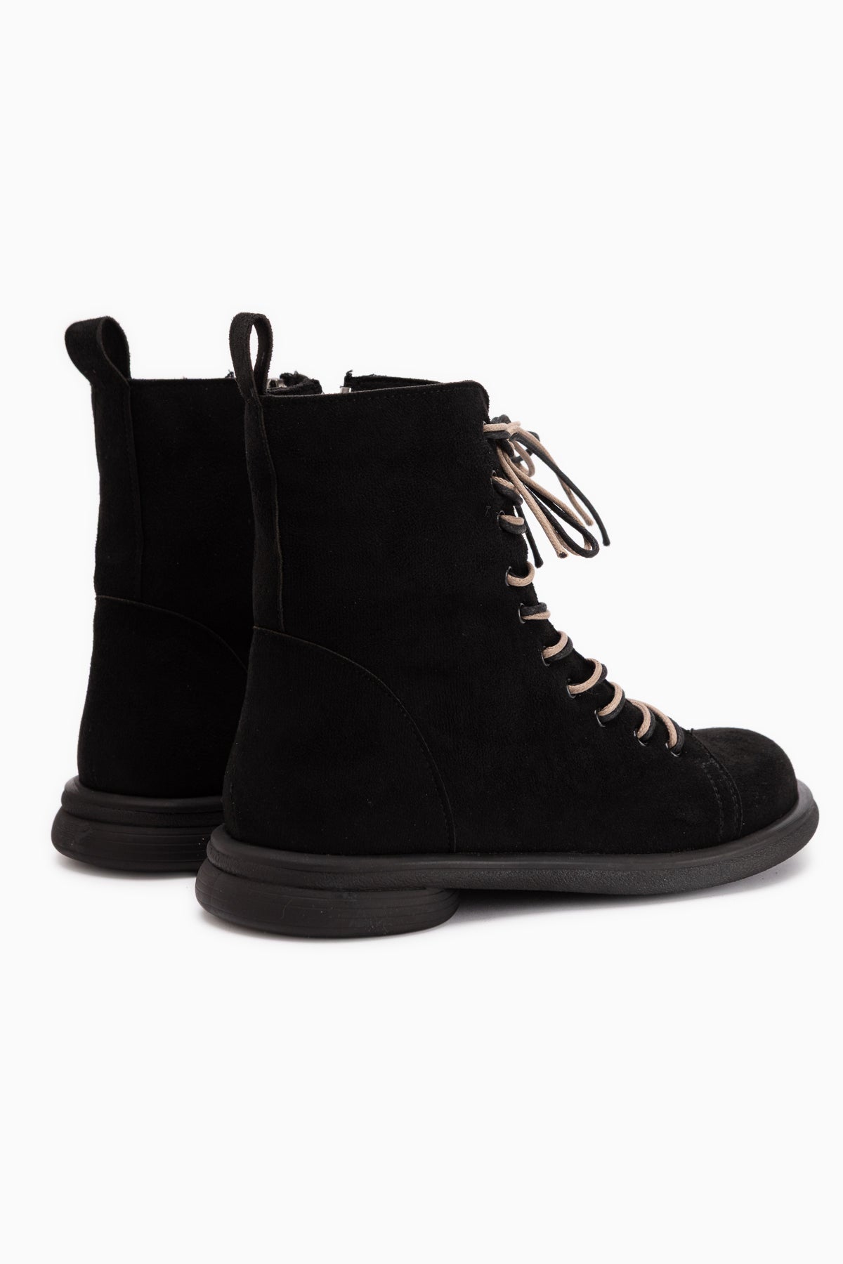 Florine Schwarze Wildleder Doppelschnürung Damen Stiefel