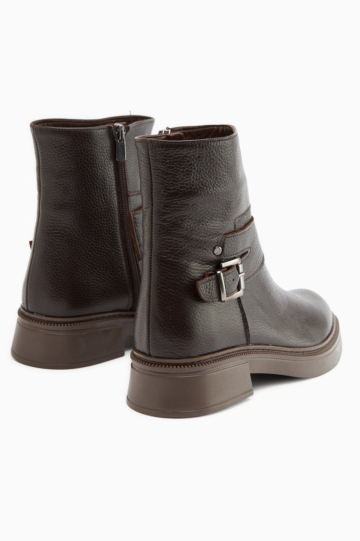 Clary Genuine Leather – Brown Belted Boot (Women)