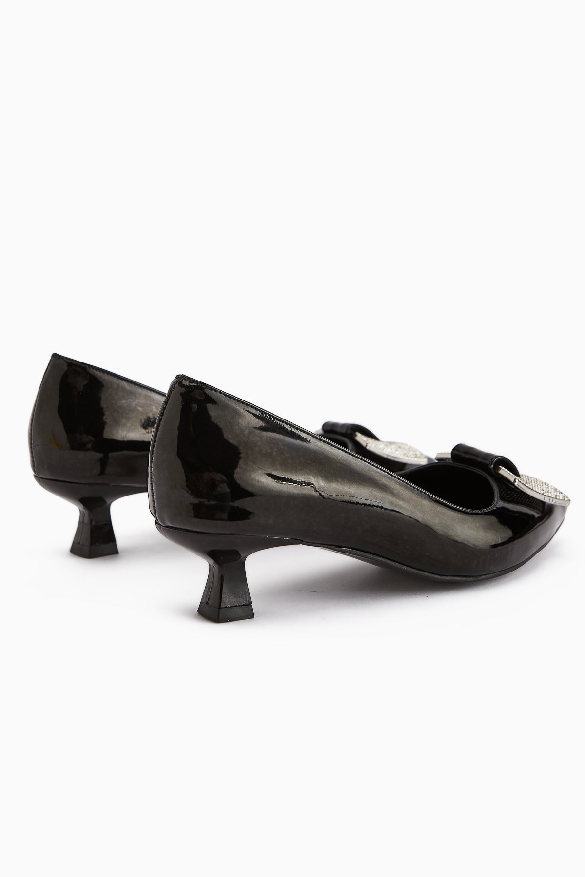 Lini Black Patent Leather Buckled Low Heel Women's Shoes