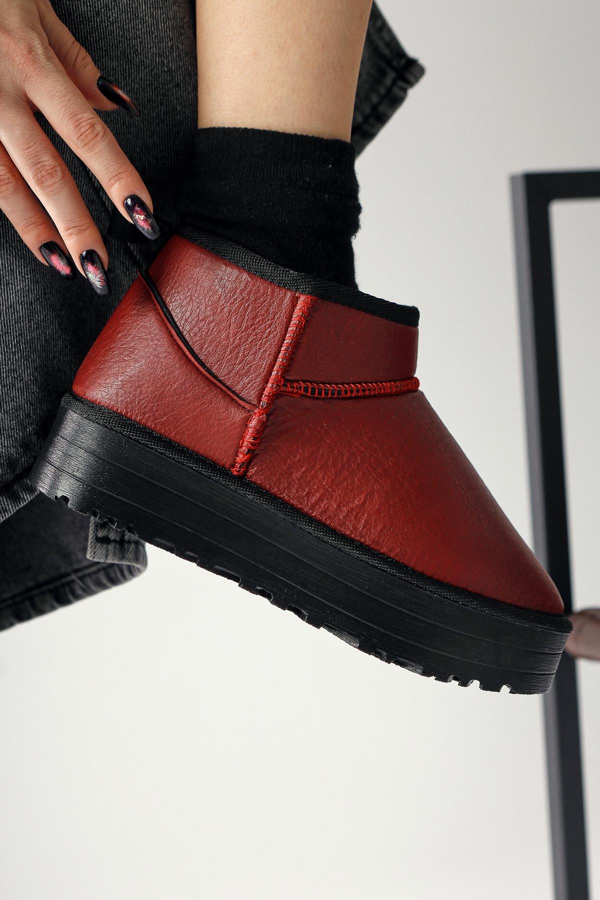 Jiman – Burgundy Thick-Sole Ankle Boot (Women)