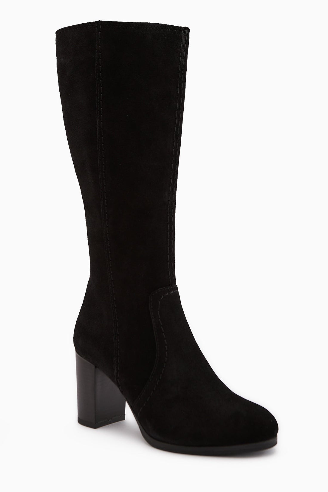 Aleen Genuine Black Suede Heeled Women's Boots