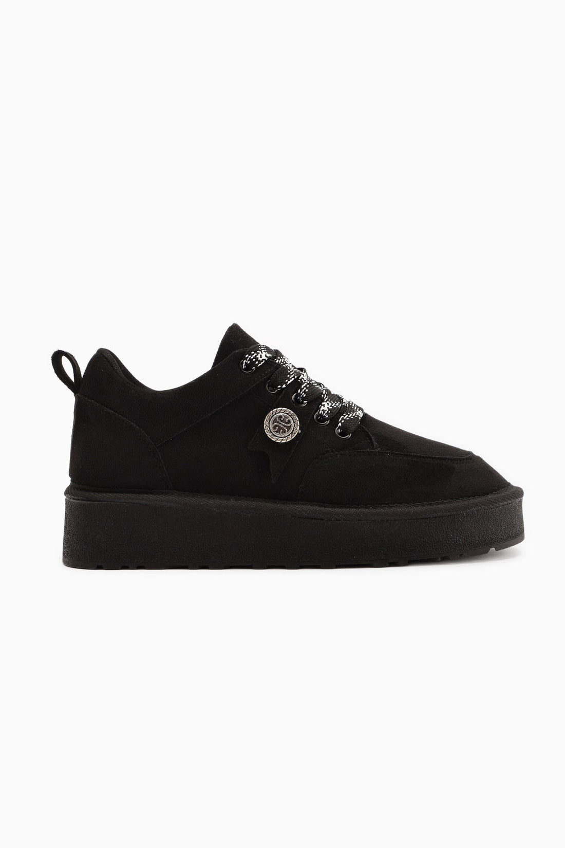 Serina Black Suede Lace-Up Women's Casual Shoe
