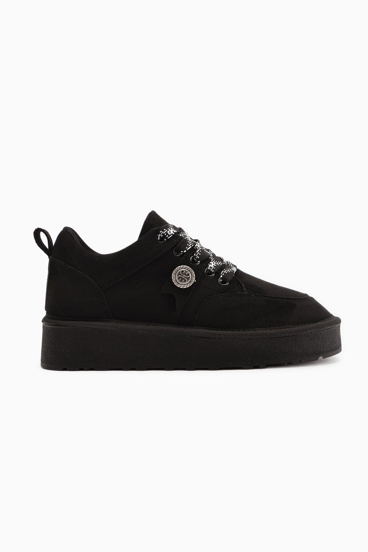 Serina Black Suede Lace-Up Women's Casual Shoe