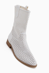 Winni White Low Heeled Summer Boots