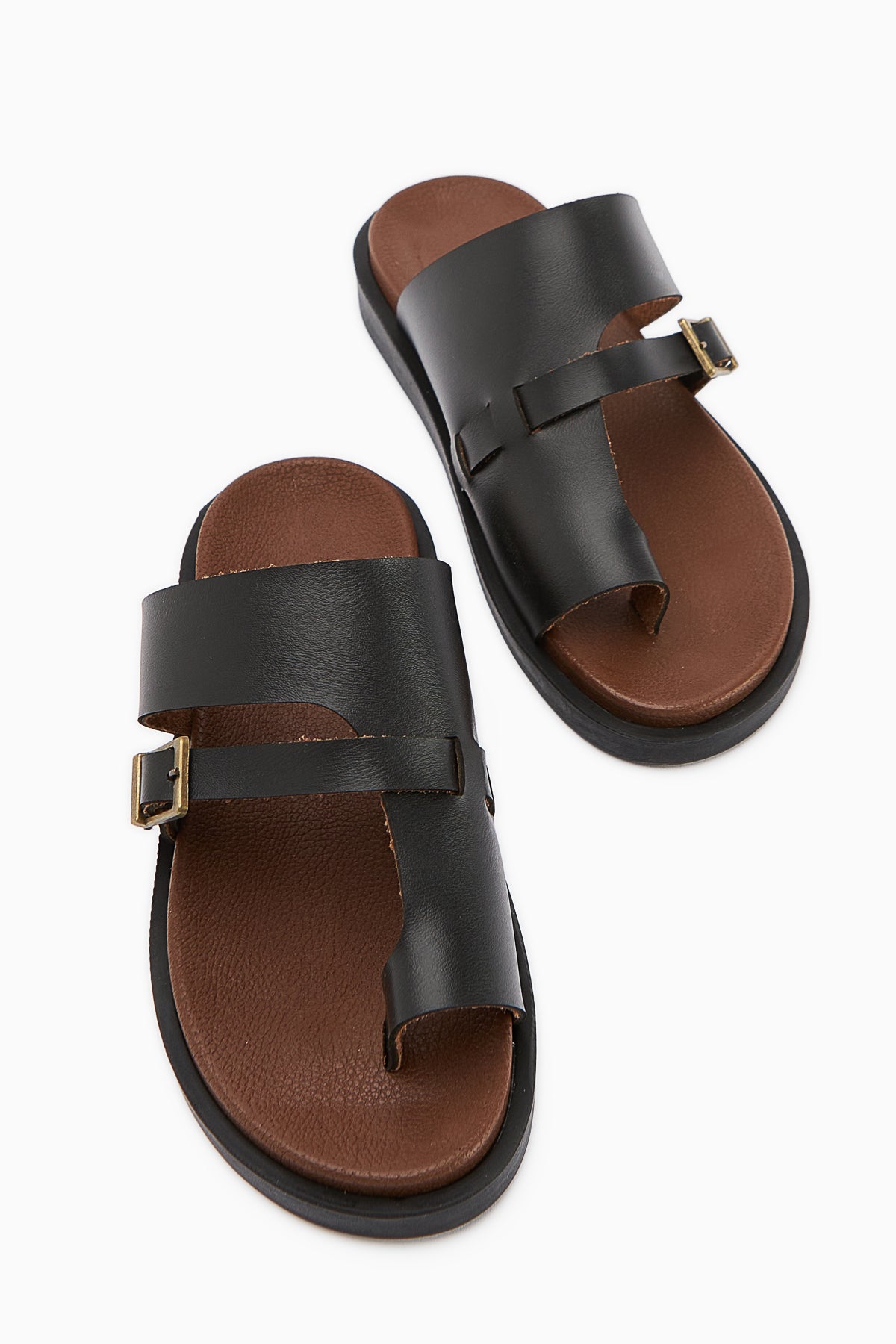 Enisa Damen Schwarz Zehensteg-Slipper