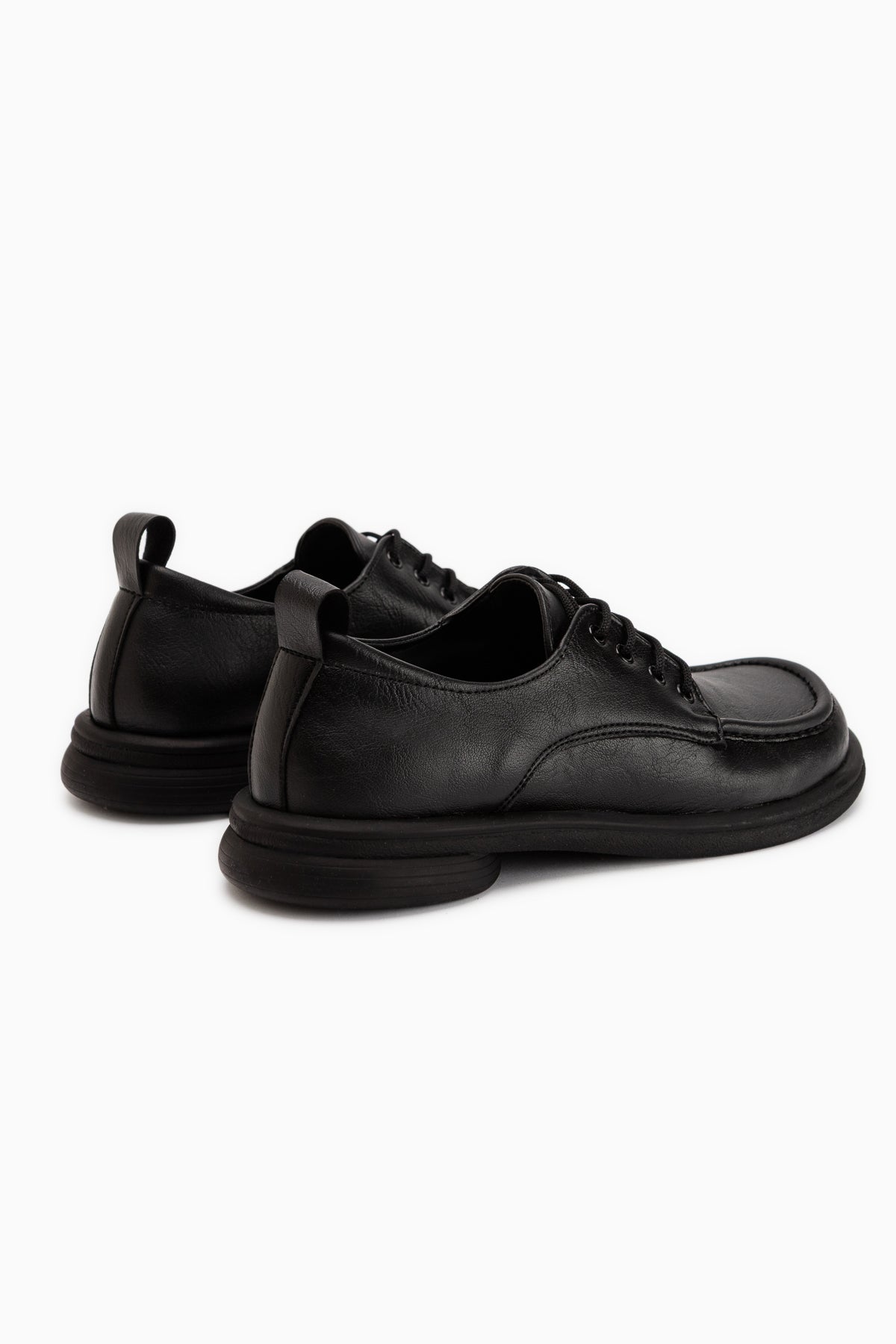 Ria Black Thick Sole Lace-Up Women’s Loafer Shoes