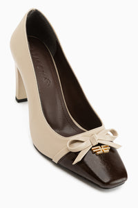 Dina Beige Schleifen Detail Damen Absatzschuhe