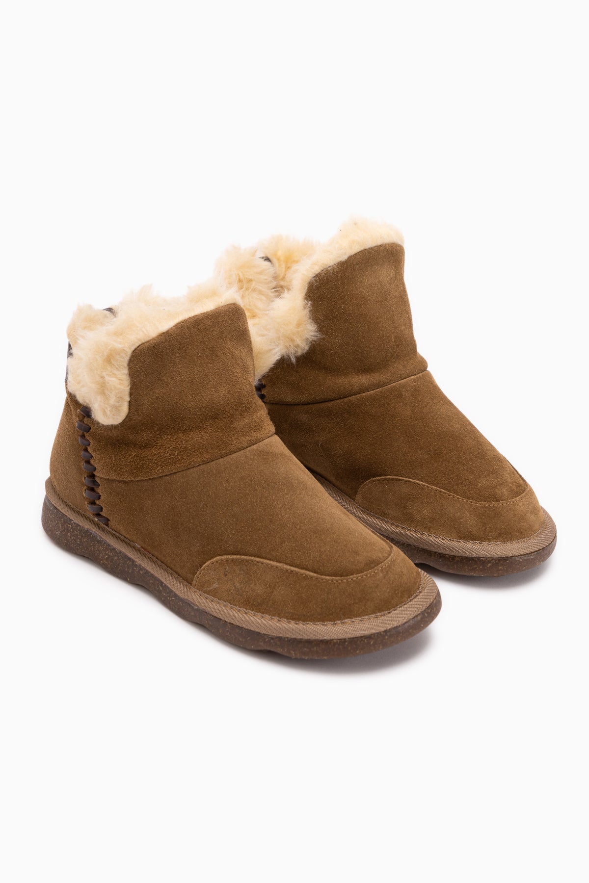 Lorrie Echtes Leder Mink Wildleder Pelz Damen Kurzstiefel