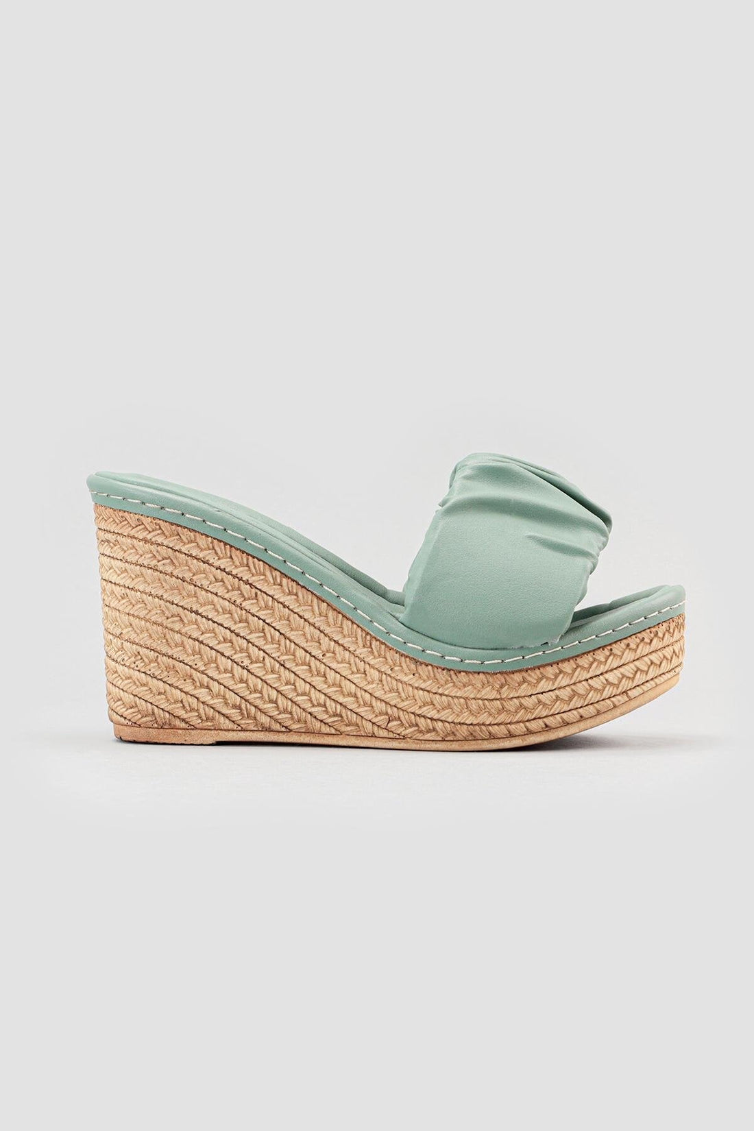 Danielle Grüne Rattan-Sohlen-Look-Slides