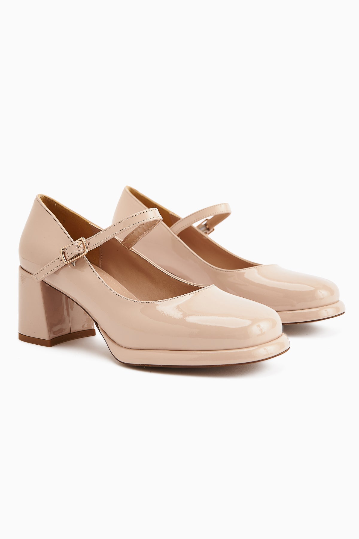 Junis Beige Patent Leather Women's Platform Heels