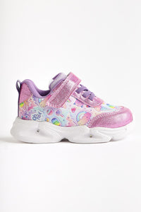 Donika Rosa Gestreifte Charakterdruck Glitzernde Leuchtende Baby Sportschuhe