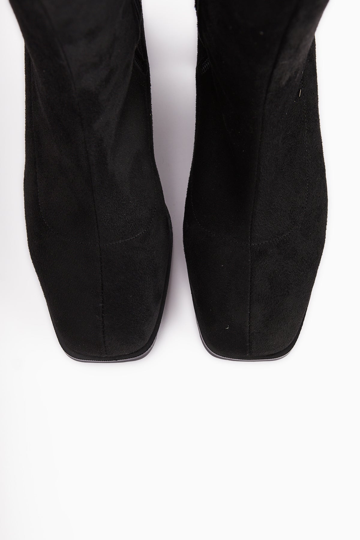 Ghina Black Suede Square Toe High Heel Women's Boot