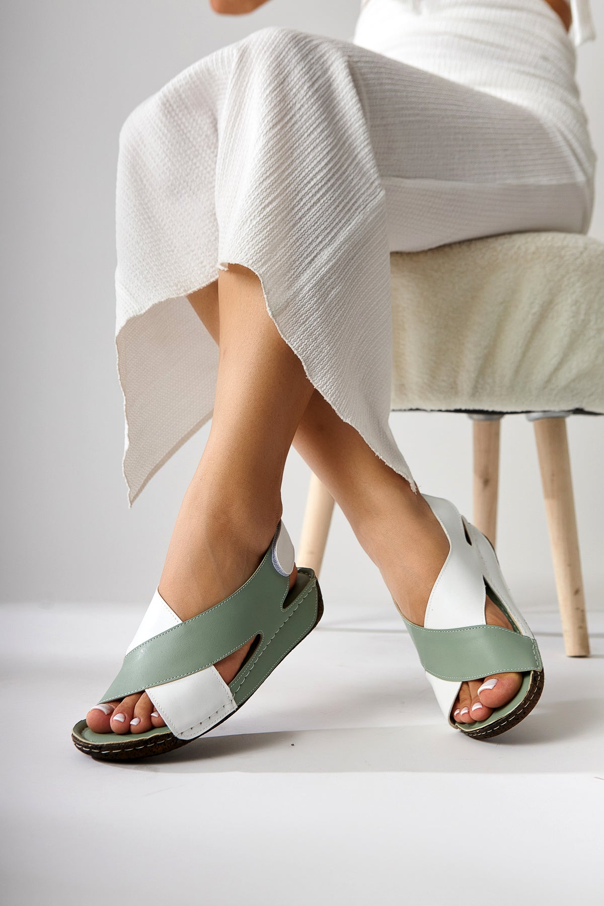 Margit Minze Kreuz-Riemen Damen Komfort Sandalen