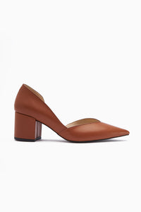 Albena Echtes Leder Tan Spitz Zehen Detail Damen Absatzschuhe