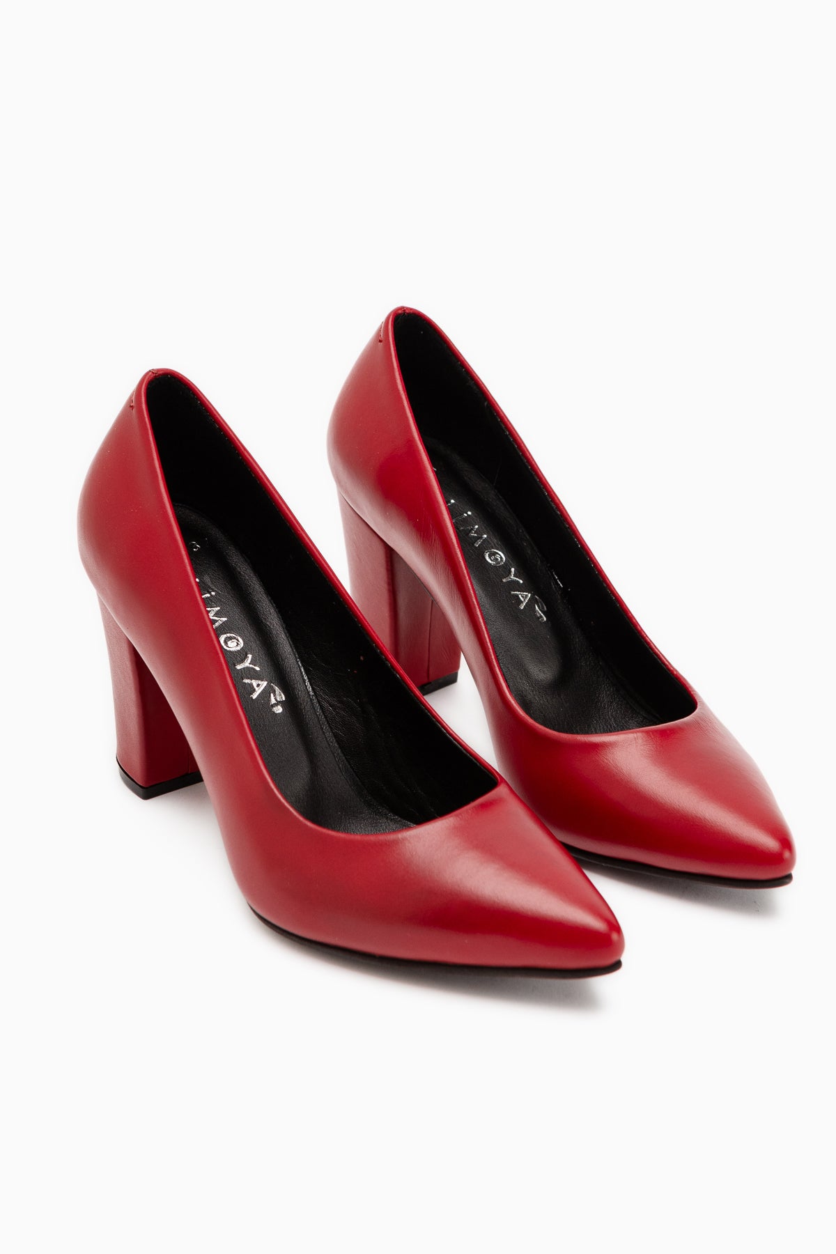 Emily Echtes Leder Rote Dicke Absatz Damen Schuhe