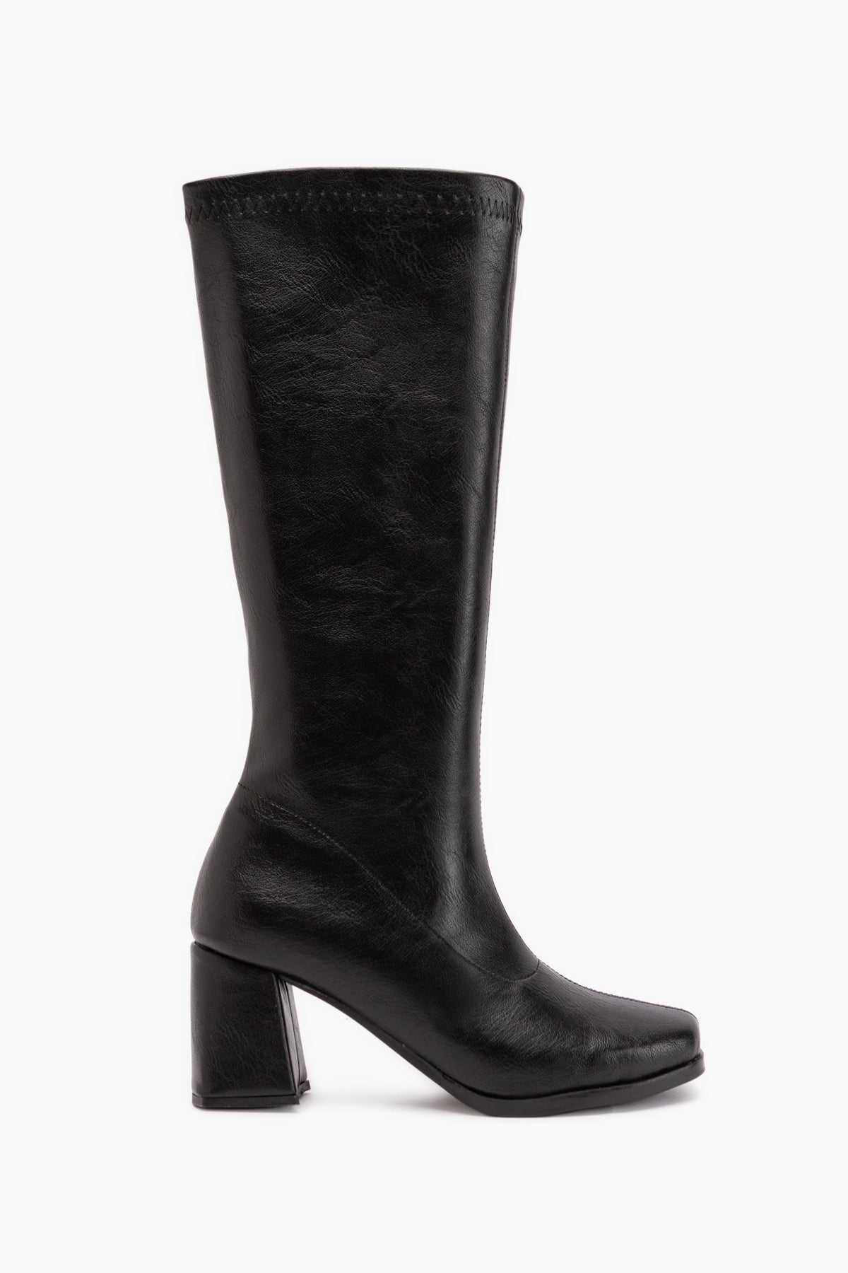 Evie Schwarz Quadratzehen Damen Stretchstiefel