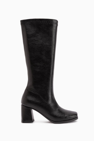 Evie Schwarz Quadratzehen Damen Stretchstiefel