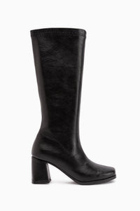 Evie Schwarz Quadratzehen Damen Stretchstiefel