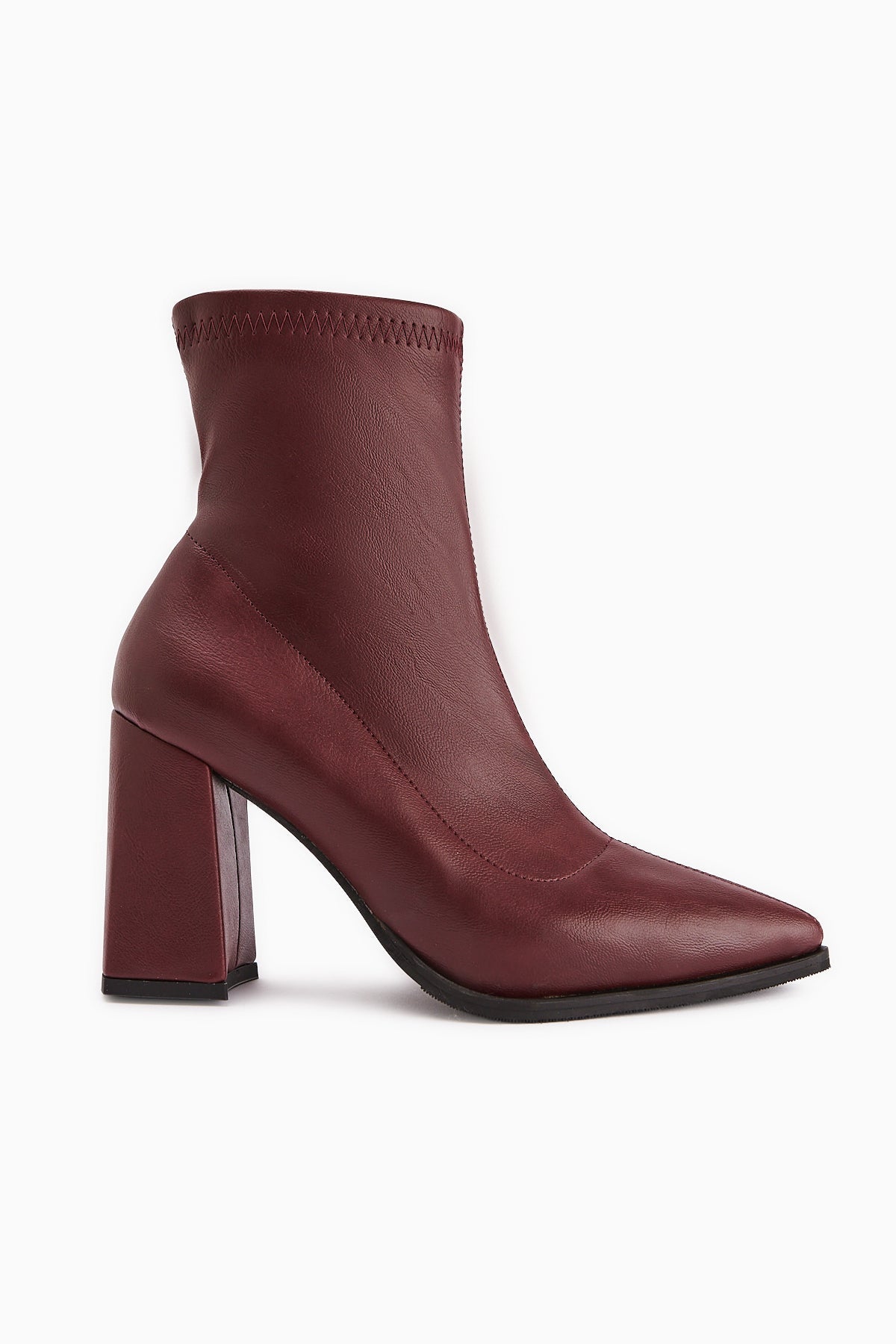 Susy Burgundy Thick Heeled Stretch Women's Boot
