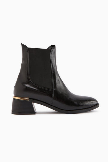 Verna Black Elasticated Women's Heeled Boot