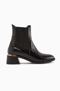 Verna Black Elasticated Women's Heeled Boot