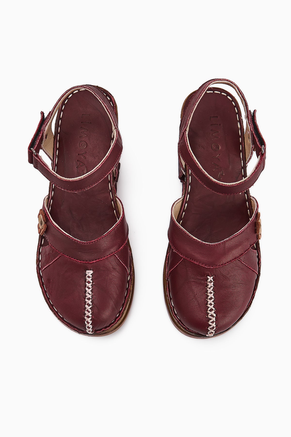 Echtes Leder Katlyn Bordeaux Blumen Detail Geschlossene Zehe Keil Sandale