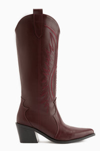 Hero Burgundy Embroidered Cowboy Boots