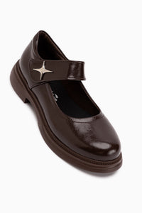 Rozalin Braun Riemen Dicke Sohle Damen Ballerinas