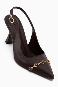 Raina Braun Stein Detail Damen Absatzschuhe
