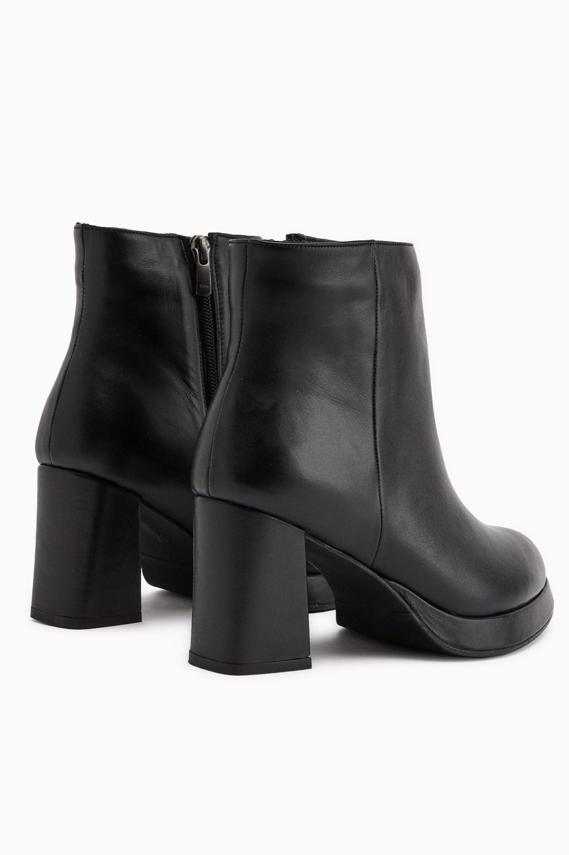 Gaby – Schwarz Echtleder Stiefelette mit Plateau (Damen)