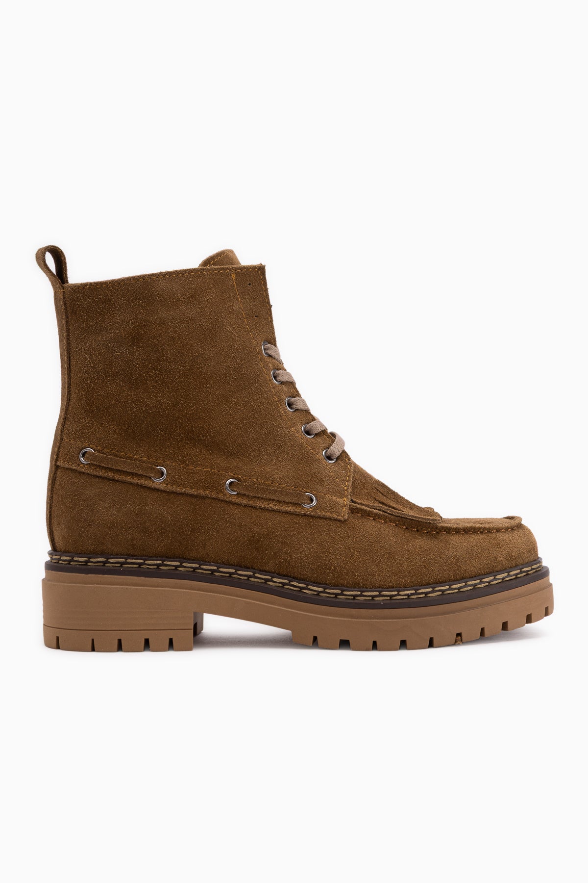 Minna Echtes Leder Walnuss Wildleder Schnür Damen Stiefel