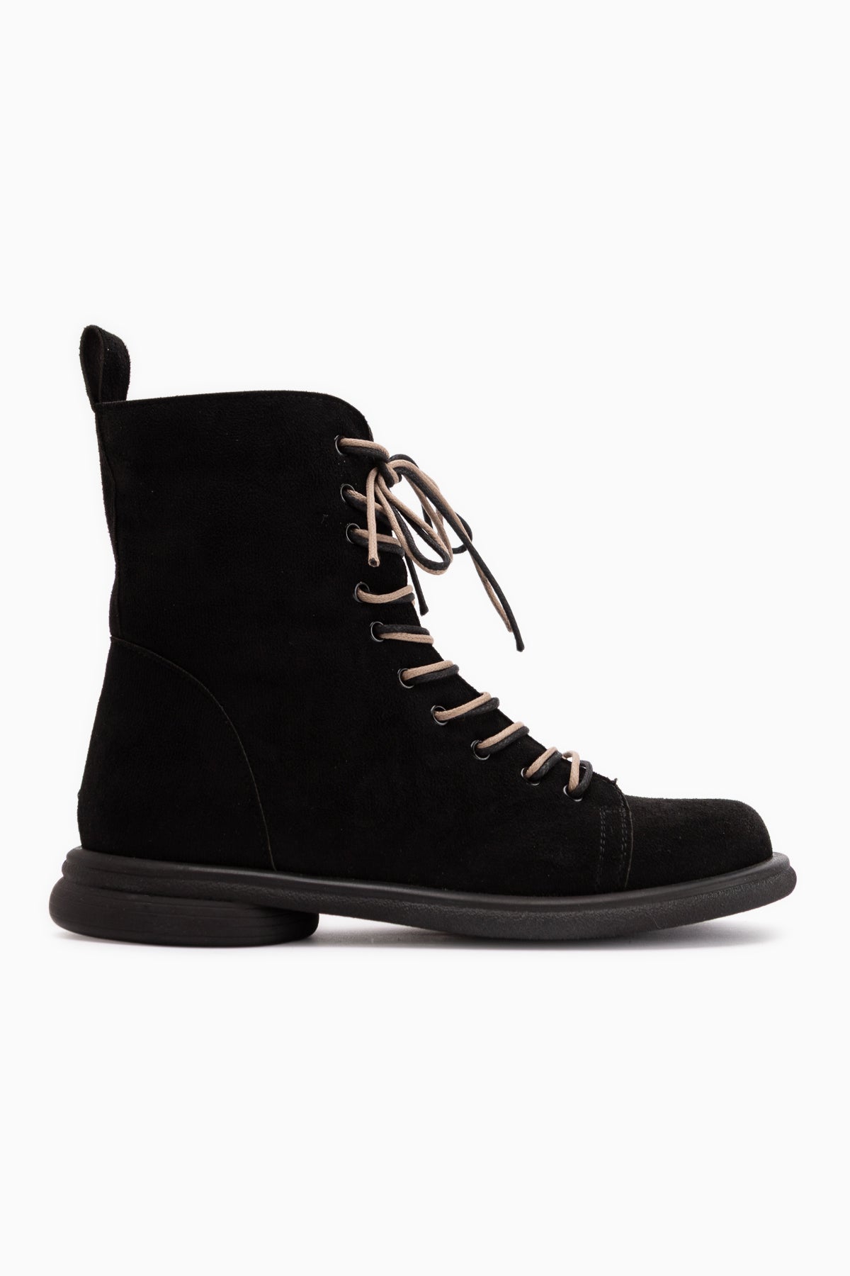 Florine Schwarze Wildleder Doppelschnürung Damen Stiefel