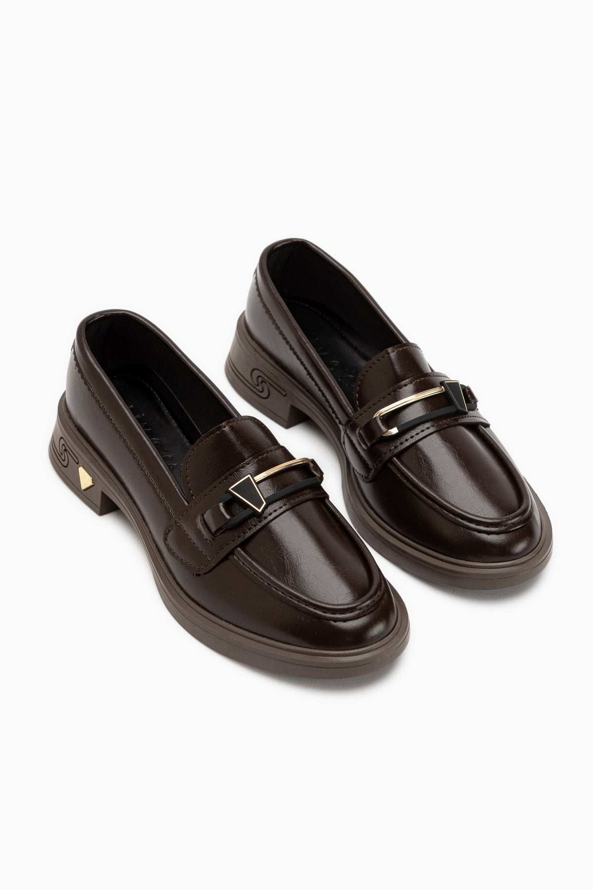 Emilia Braun Schnalle Damen Loafer Alltagsschuhe