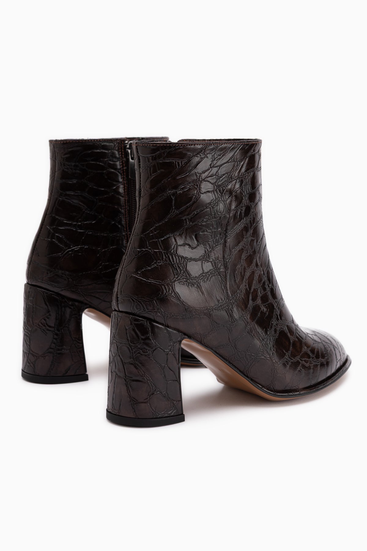 Marion Braun Krokodil Muster Damen Absatzstiefel