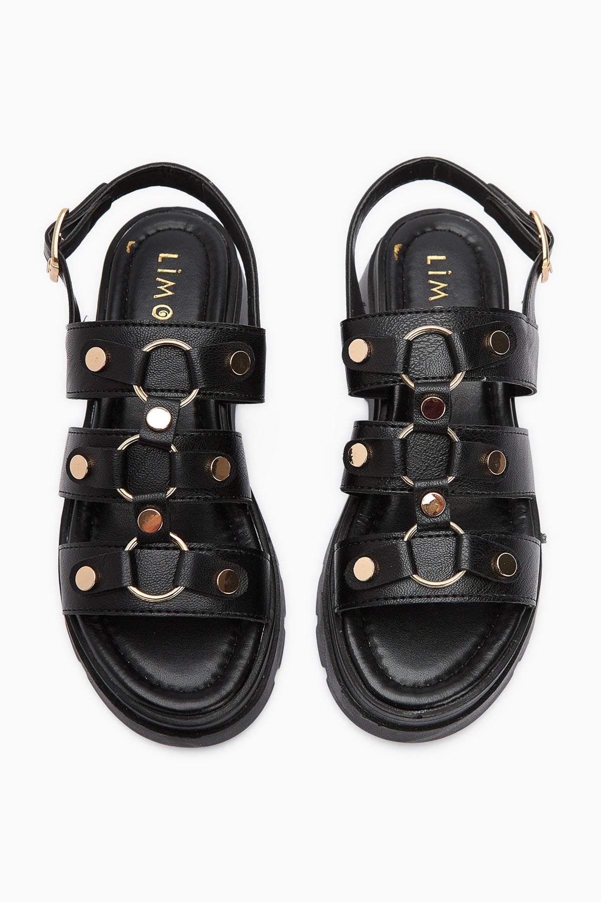 Estella Goldschnalle Schwarze Dicke Sohle Sommer Damensandalen