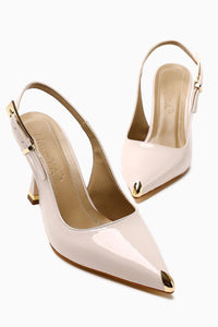 Viona Beige Lackleder Geschlossene Zehen Damen Absatzschuhe