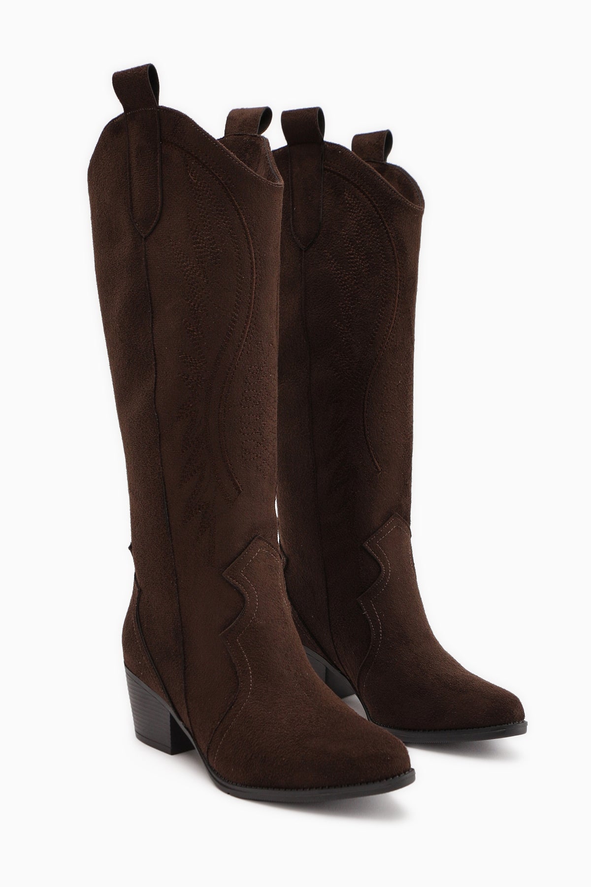 Hero Coffee Suede Embroidered Cowboy Boot