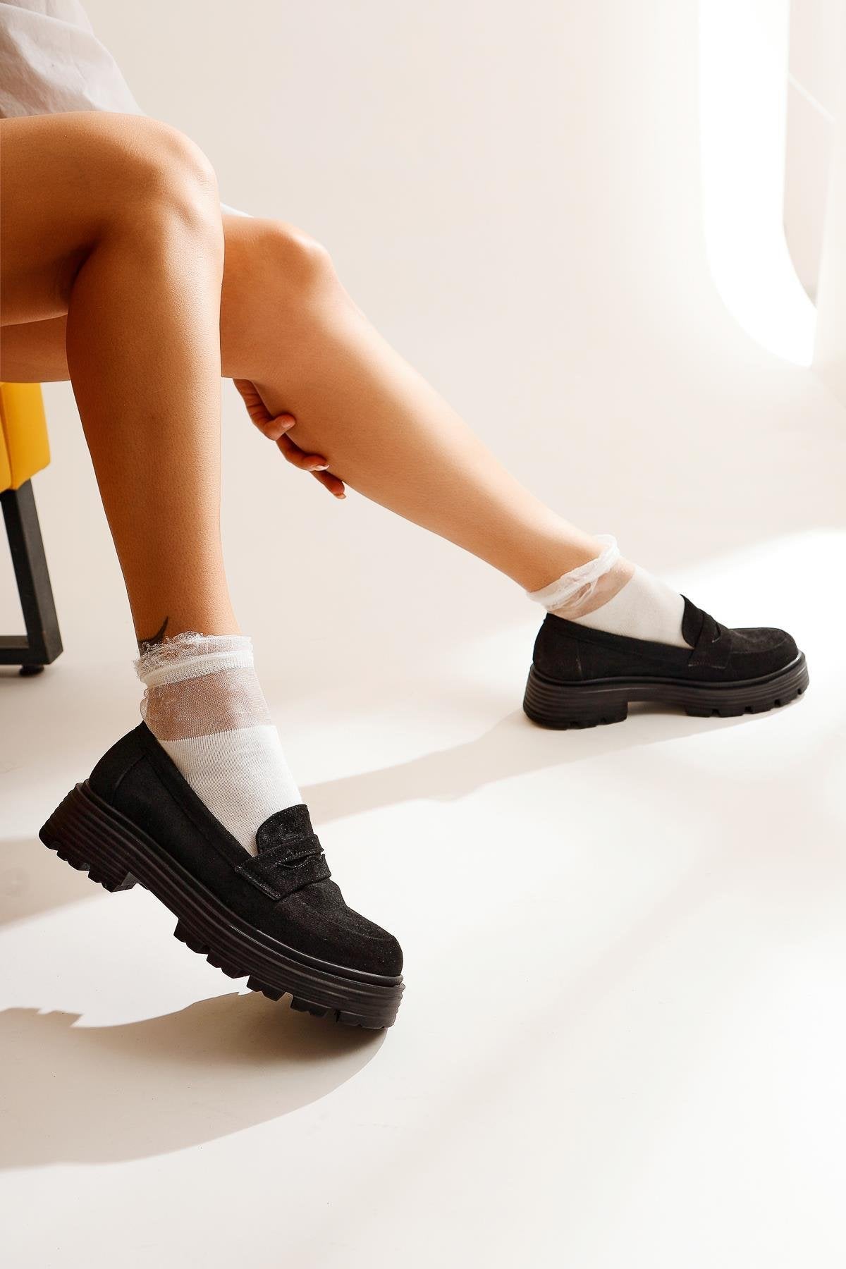 Gerta Black Suede Oxford Shoes