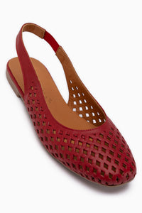 Monalis Echtes Leder Rote Elastische Damen Sandale