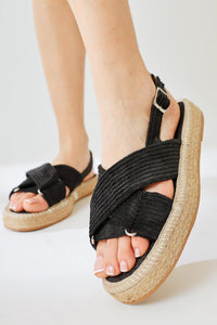 Iris Black Velvet Cross-Strap Sandals