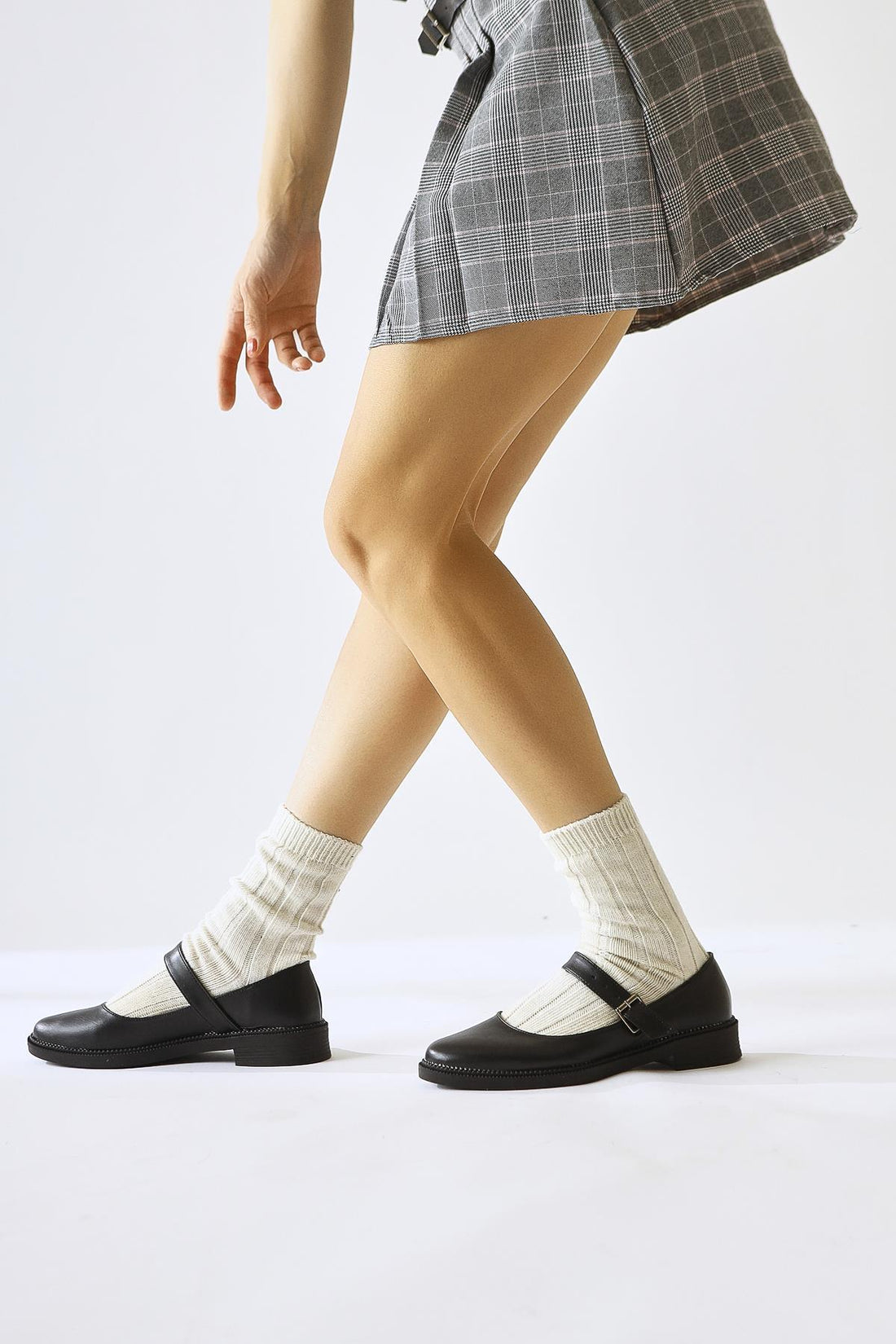 Vivy Schwarze Runde Zehen Einzelriemen Alltagsschuhe