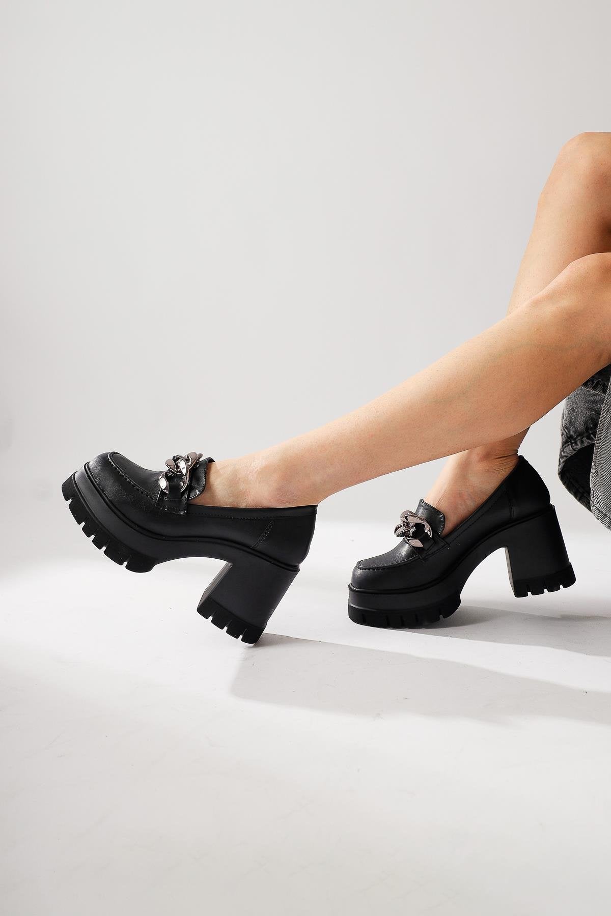 Chanpen Black Buckle Detailed Platform Casual Shoes