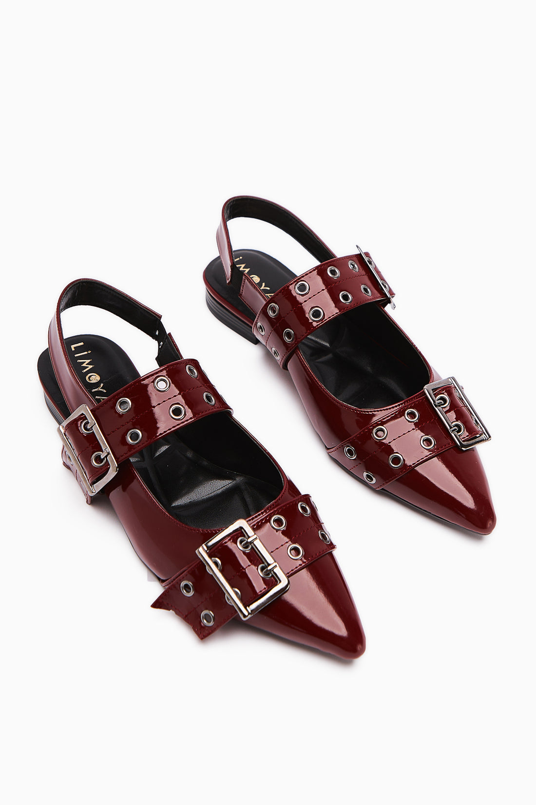 Davin Burgundy Patent Leather Belted Pointed Toe Women's Sandals