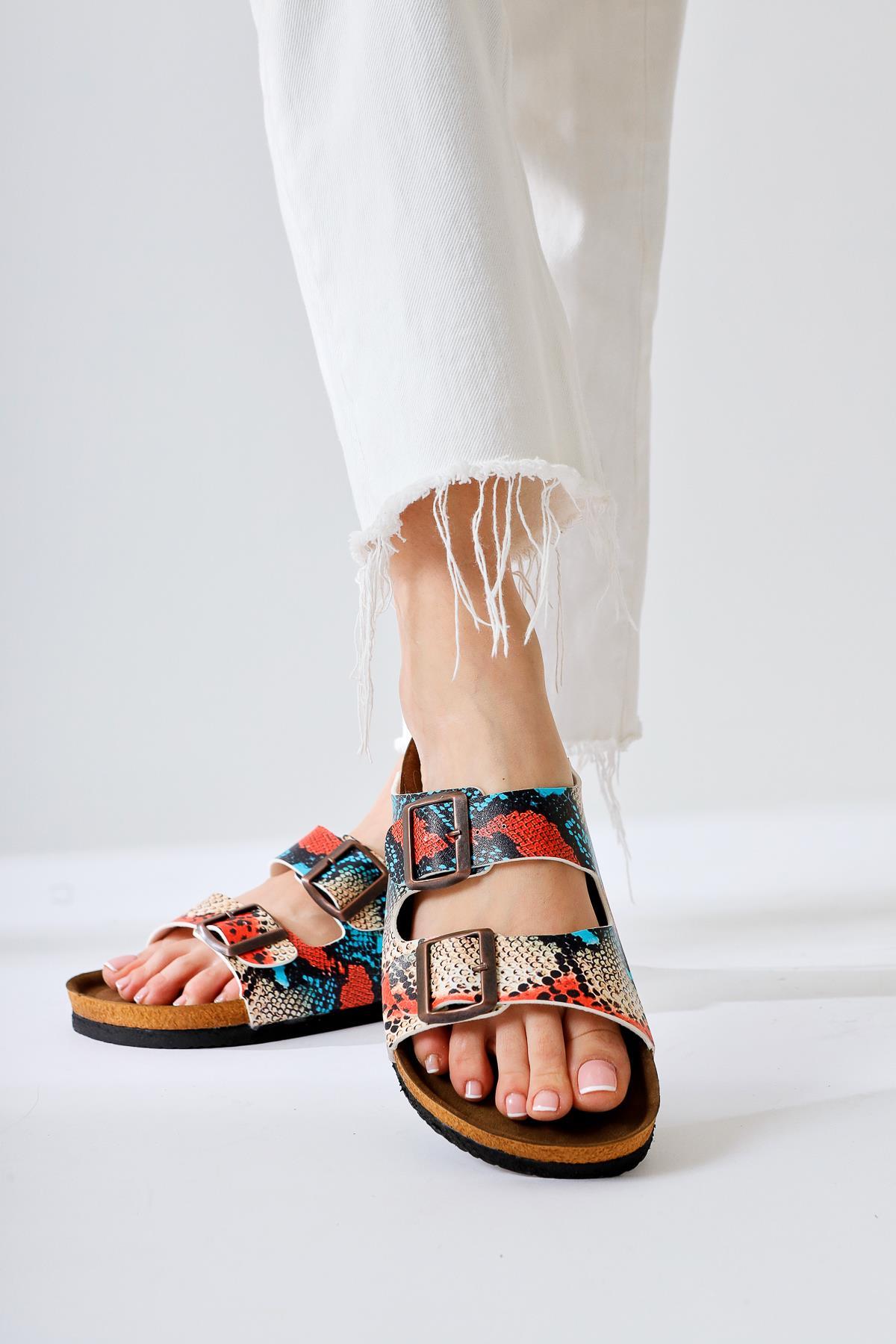 Beti Mehrfarbige Doppelriemen-Slide