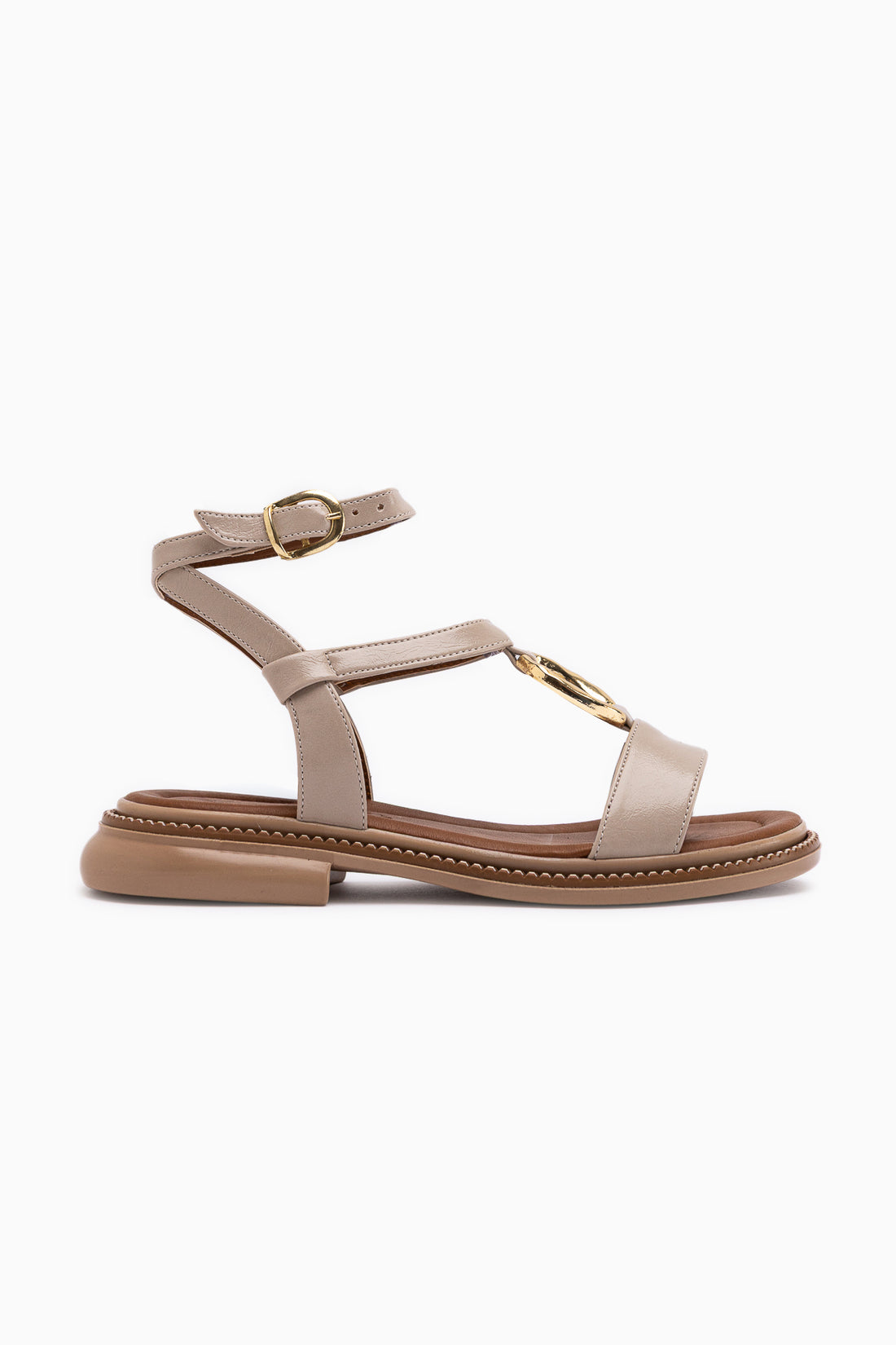 Theres Beige Schnalle Detail Knöchelriemen Damen Sandale