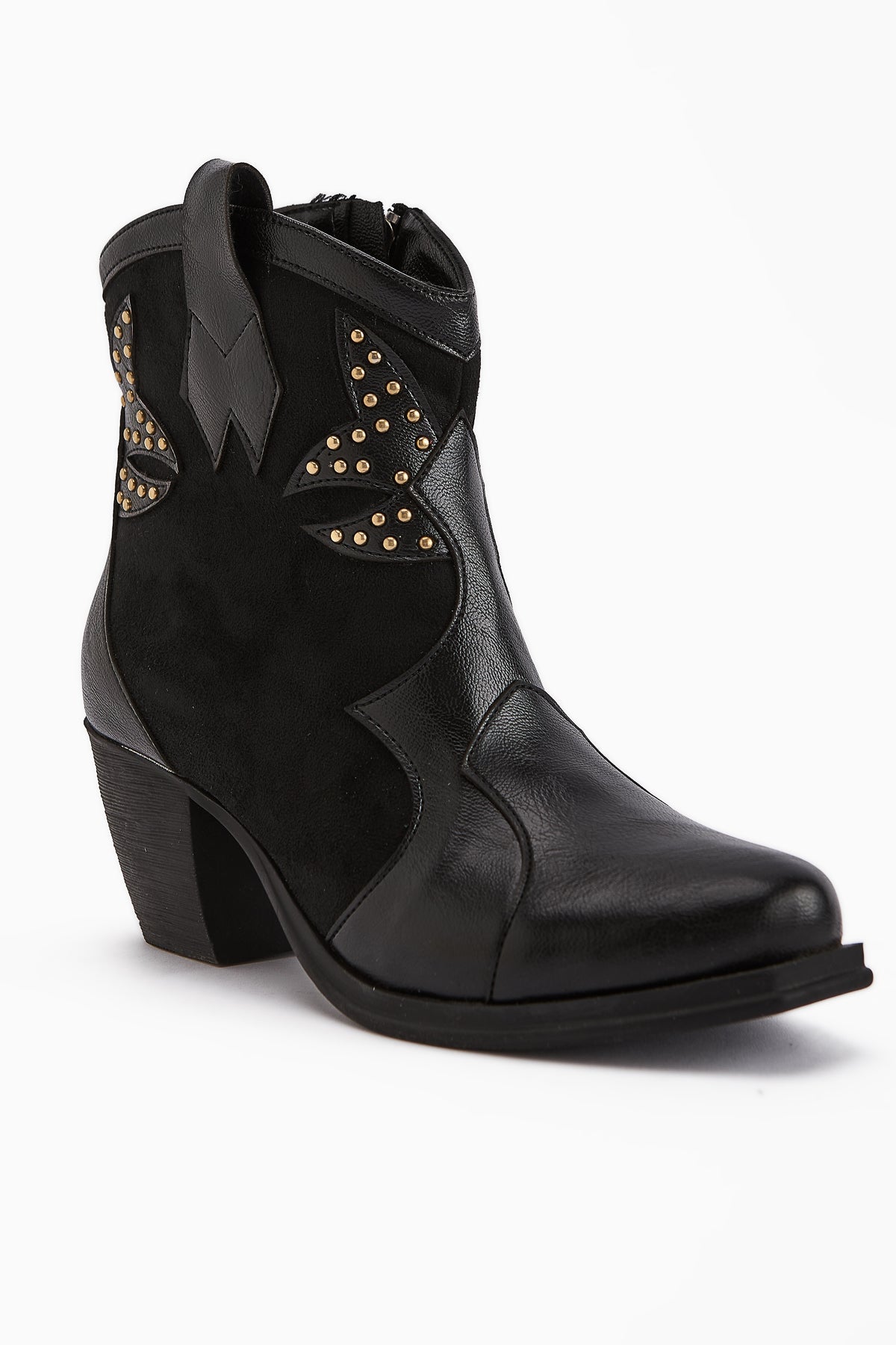 Lowis Black Buckled Women's Cowboy Western Boot