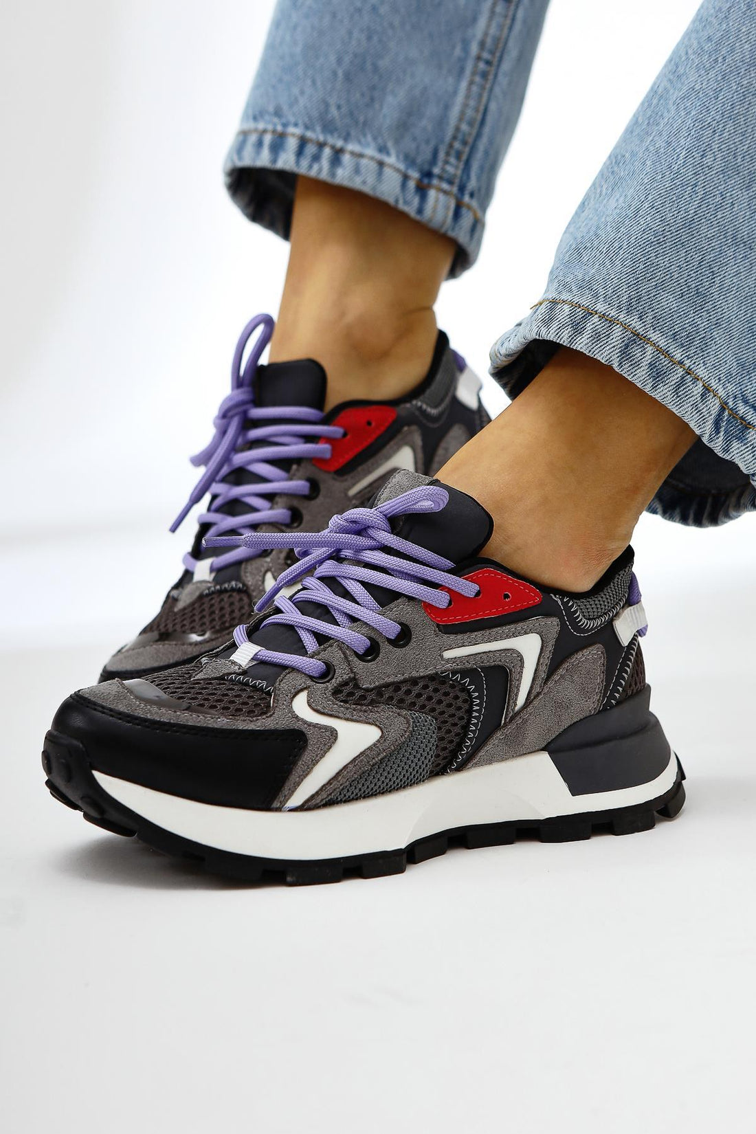 Onella Smoke Suede Detailed Lace-Up Women's Sneakers