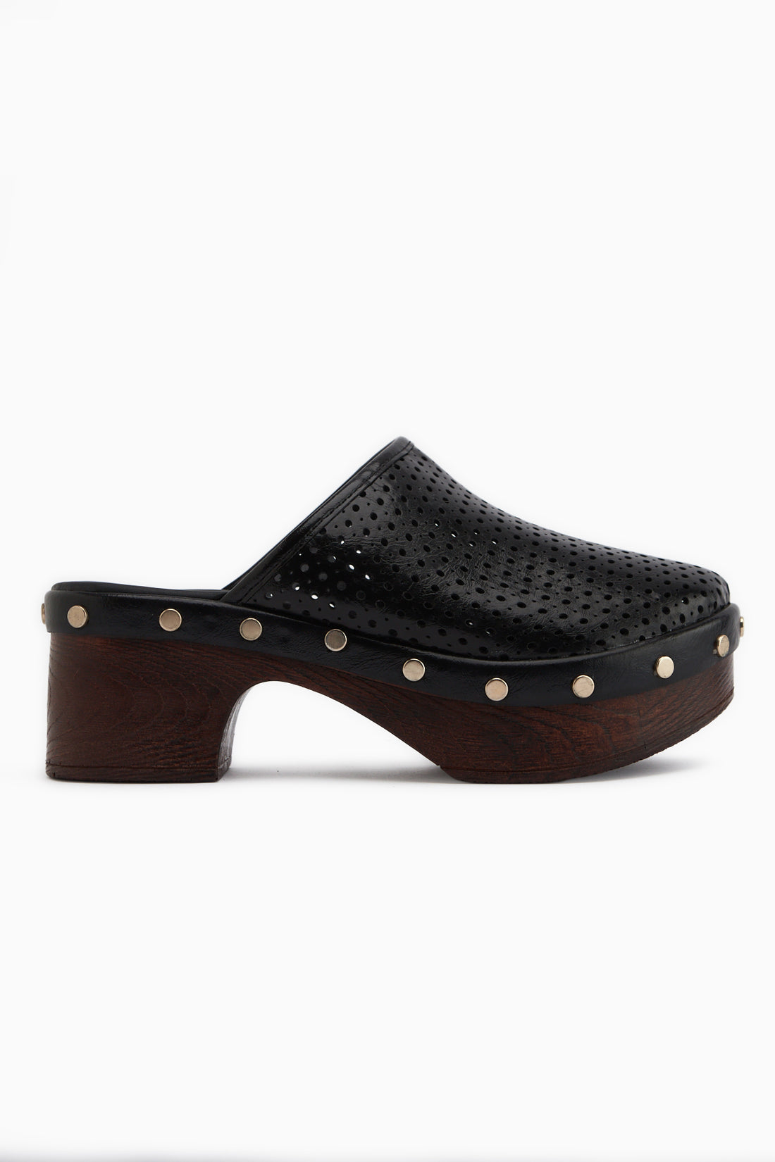 Dorita Schwarze Plattform Absatz Damen Pantoletten