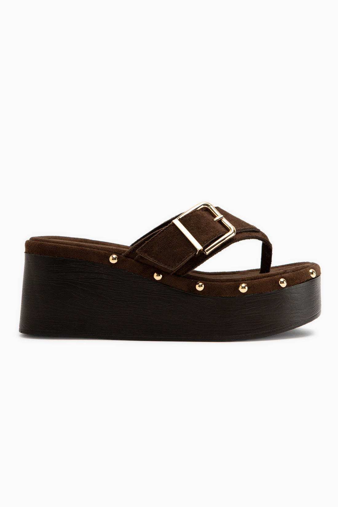 Arla Kaffee Wildleder Schnallen Detail Damen Keilsandalette