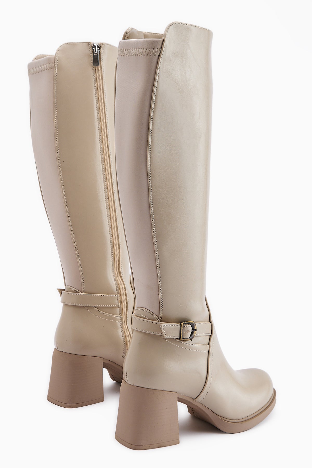 Gerti Beige Heeled Women's Boot